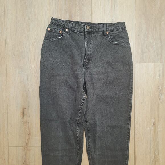 Vintage 90s Levi's 551 Jeans 32 Waist Made in USA Faded Black Mom Jean High Rise - Picture 2 of 7